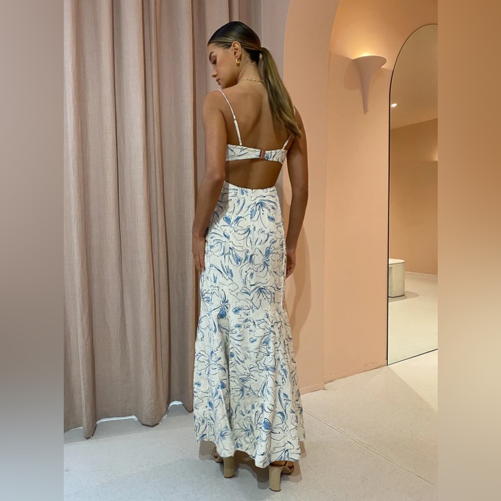 Significant Other Anita Dress Sleeveless Maxi Floral Size 4 Blue Beige - Picture 10 of 16